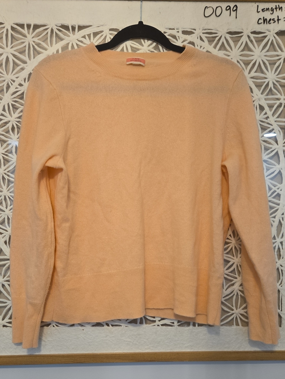 J Crew Peach Crewneck Cashmere Sweater Women’s Size XL Lightweight Knit